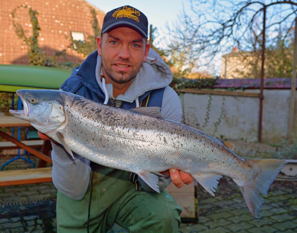 Pascal Traber fing am 28.01.2016 diese schöne Meerforelle von 73 cm und 3,6kg.